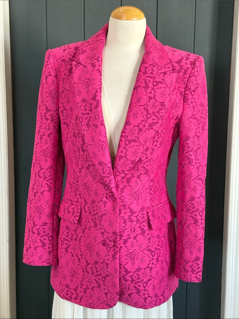 Zara Fuchsia Lace Blazer Jacket